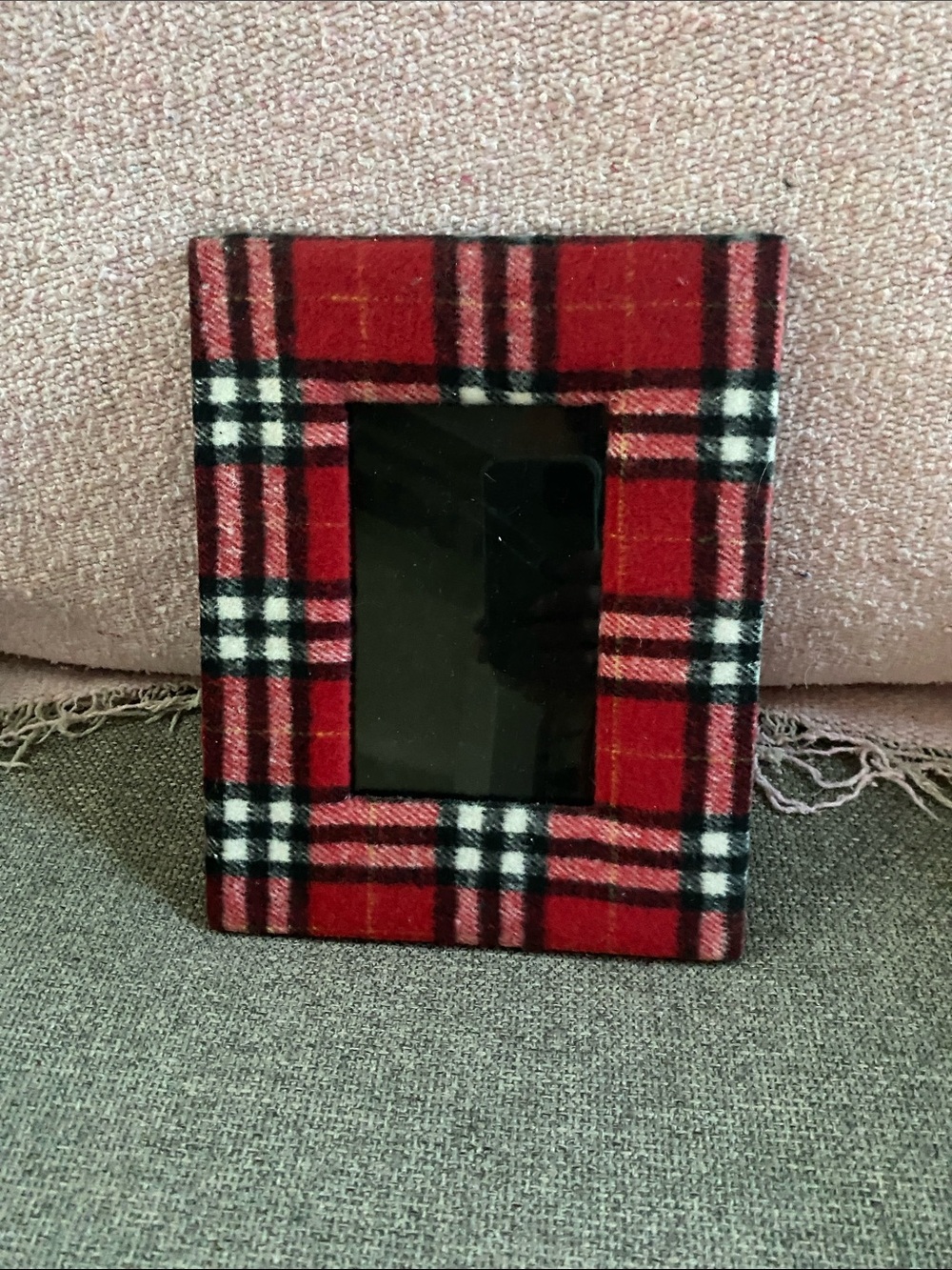 Festive Plaid Red Fabric Photo Frame